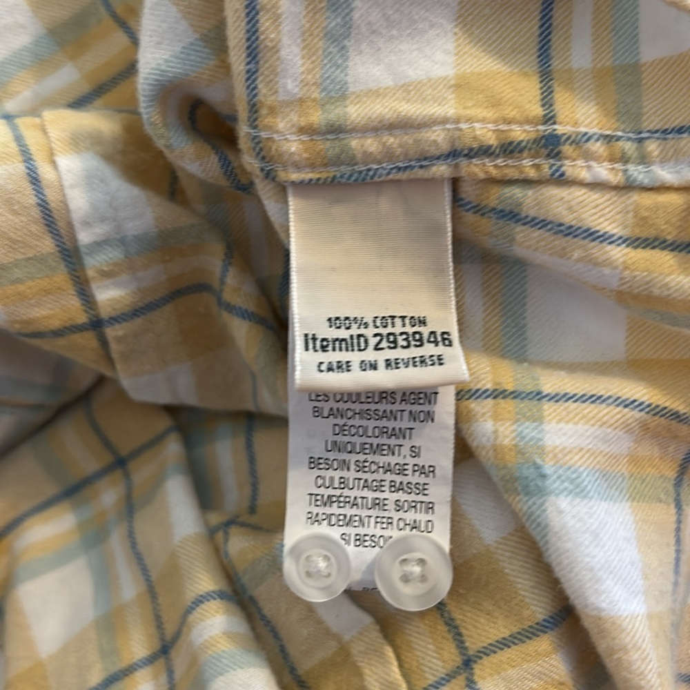 L.L. Bean Yellow Plaid Shirt- Women’s Size Medium - Picture 5 of 6